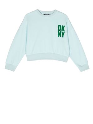 Dkny Kids flocked-logo crew-neck sweatshirt - Blue