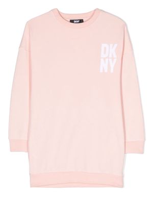 Dkny Kids flocked-logo sweatshirt dress - Pink
