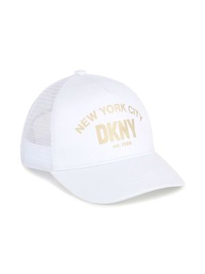 Dkny Kids foil logo-print cotton cap - White