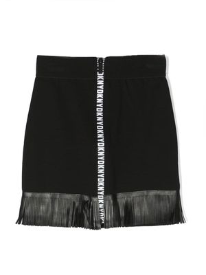 Dkny Kids fringed logo-trim skirt - Black