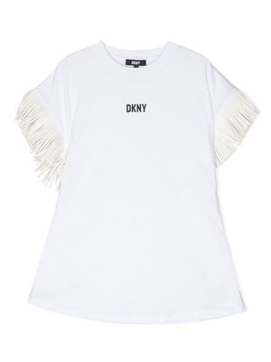 Dkny Kids fringed short-sleeve dress - White