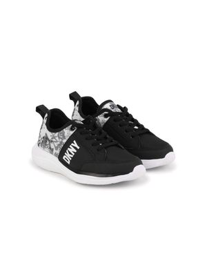Dkny Kids graffiti-print lace-up sneakers - Black