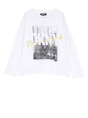 Dkny Kids graphic-print long-sleeve T-shirt - White