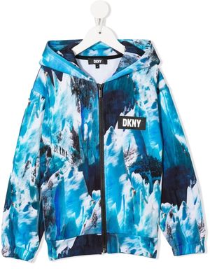 Dkny Kids graphic-print zip-up hoodie - Blue