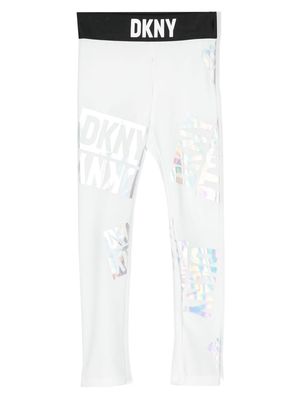 Dkny Kids iridescent logo-print leggings - White