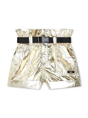 Dkny Kids laminated belted mini shorts - Gold