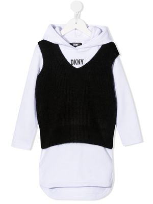 Dkny Kids layered logo-print detail hoodie - Black