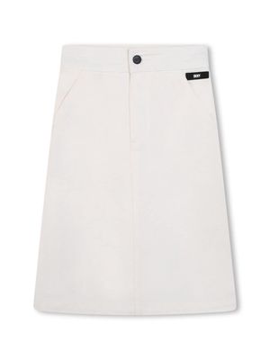 Dkny Kids logo-appliqué high-waist midi skirt - White