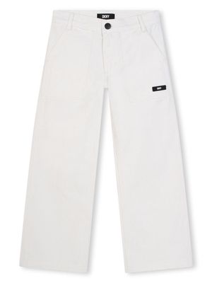 Dkny Kids logo-appliqué straight-leg trousers - White