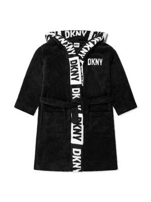 Dkny Kids logo-embroidered cotton bathrobe - Black