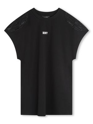 Dkny Kids logo-embroidered short-sleeve dress - Black