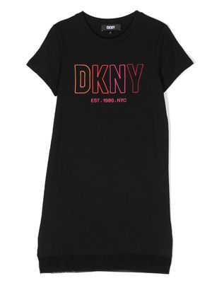 Dkny Kids logo-embroidered T-shirt dress - Black