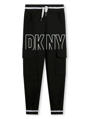 Dkny Kids logo-embroidery cotton track pants - Black