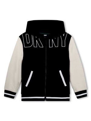 Dkny Kids logo-embroidery zipped bomber jacket - Black