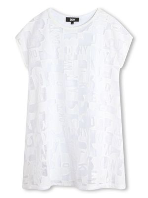 Dkny Kids logo-jacquard sleeveless dress - White