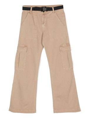 Dkny Kids logo-patch belted chinos - Neutrals