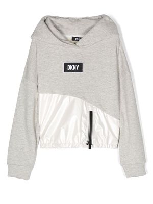 Dkny Kids logo-patch detail hoodie - Grey