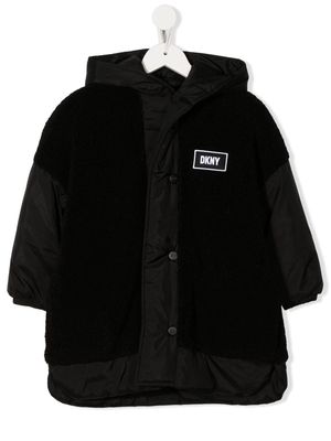 Dkny Kids logo-patch hooded padded jacket - Black