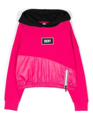 Dkny Kids logo-patch hybrid hoodie - Pink