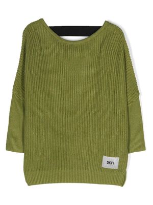 Dkny Kids logo-patch knitted jumper - Green