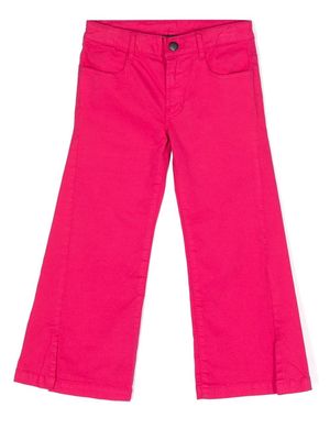 Dkny Kids logo-patch wide-leg trousers - Pink