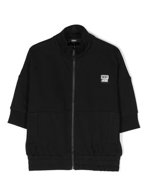 Dkny Kids logo patch zip-up jacket - Black