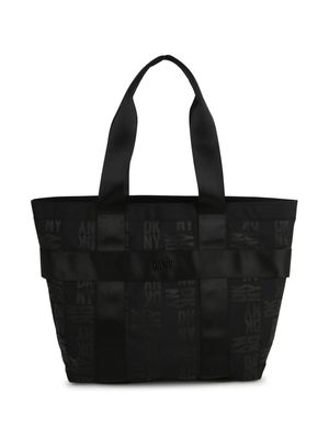 Dkny Kids logo-plaque basket-weave bag - Black