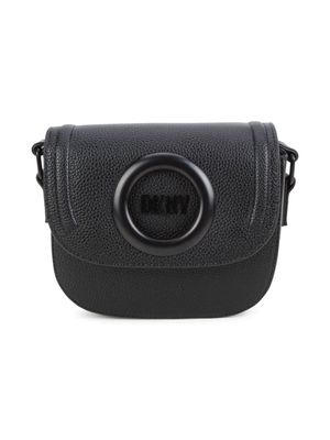 Dkny Kids logo-plaque faux-leather shoulder bag - Black