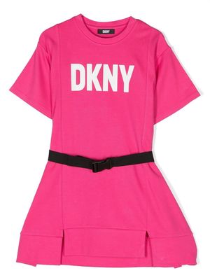 Dkny Kids logo-print belted dress - Pink