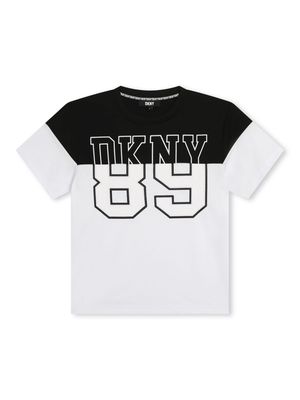 Dkny Kids logo-print colour-block T-shirt - White