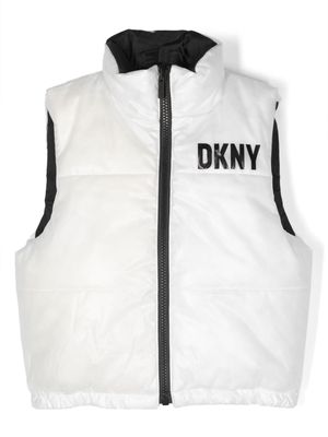 Dkny Kids logo-print contrasting-trim gilet - White
