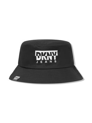 Dkny Kids logo-print cotton bucket hat - Black