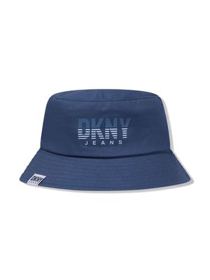 Dkny Kids logo-print cotton bucket hat - Blue