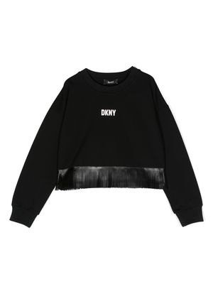 Dkny Kids logo-print fringed sweatshirt - Black