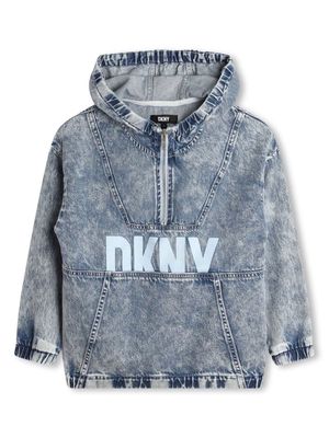Dkny Kids logo-print hooded denim jacket - Blue