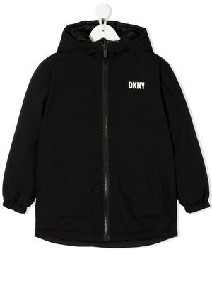 Dkny Kids logo-print hooded jacket - Black