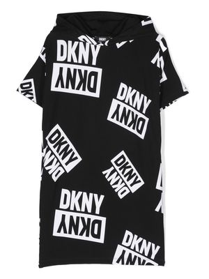 Dkny Kids logo-print hooded T-shirt dress - Black