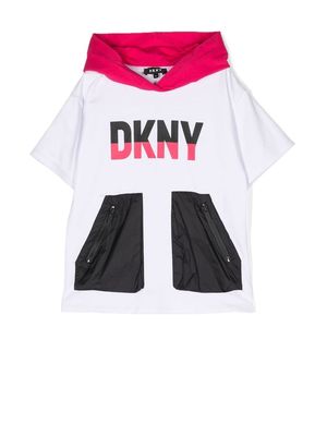 Dkny Kids logo-print hooded T-shirt - White