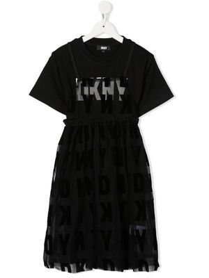 Dkny Kids logo-print layered dress - Black