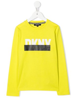 Dkny Kids logo-print long-sleeve T-shirt - Yellow