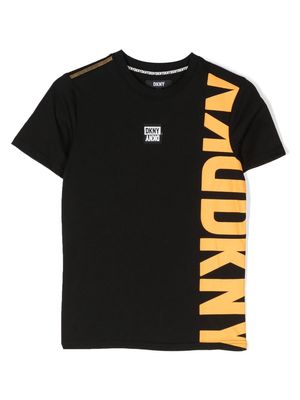 Dkny Kids logo-print mesh-effect T-shirt - Black