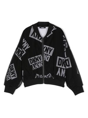 Dkny Kids logo-print mesh zip-up jacket - Black