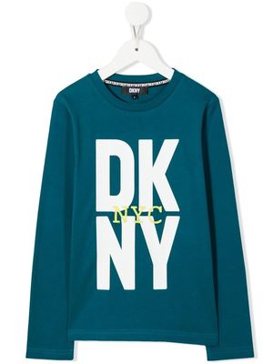Dkny Kids logo-print organic cotton T-shirt - Blue
