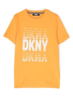 Dkny Kids logo-print organic-cotton T-shirt - Orange