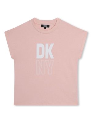 Dkny Kids logo-print organic cotton T-shirt - Pink