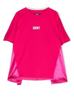 Dkny Kids logo-print panelled T-shirt - Pink