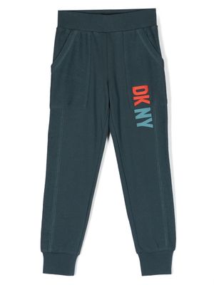 Dkny Kids logo print patchwork track pants - Blue