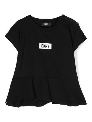Dkny Kids logo-print peplum T-shirt - Black