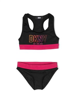 Dkny Kids logo-print racerback bikini set - Black