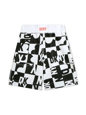 Dkny Kids logo-print reversible cotton shorts - Black